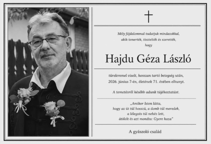Elhunyt Hajdu Géza