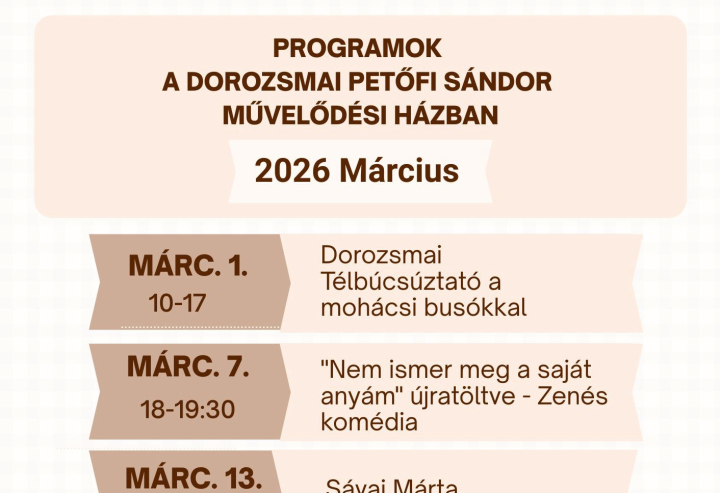 Márciusi programok a művelődési házban