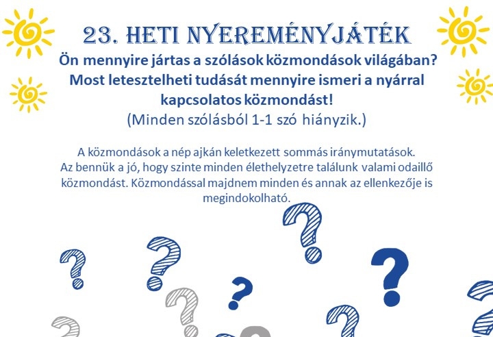 23. heti Nyereményjáték - Nyári szólások