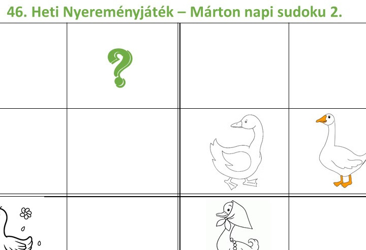 46. heti Nyereményjáték - Márton-napo sudoku