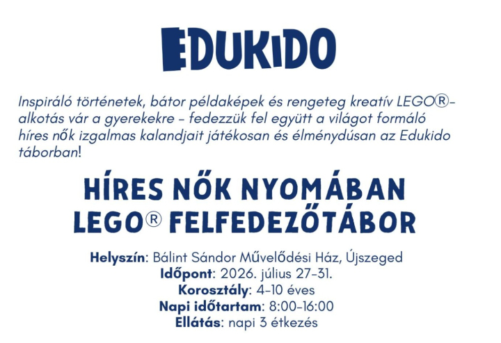 EDUKIDO: Híres nők nyomában - LEGOⓇ felfedezőtábor 2026