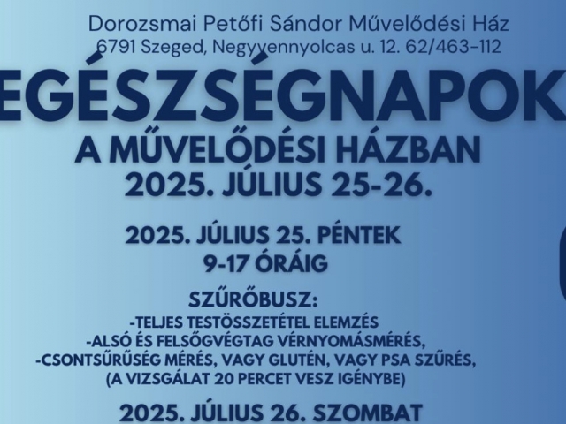 Egészségnapok a Művelődési Házban