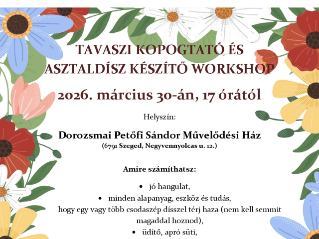 Tavaszi kopogtató és asztaldísz készítő workshop