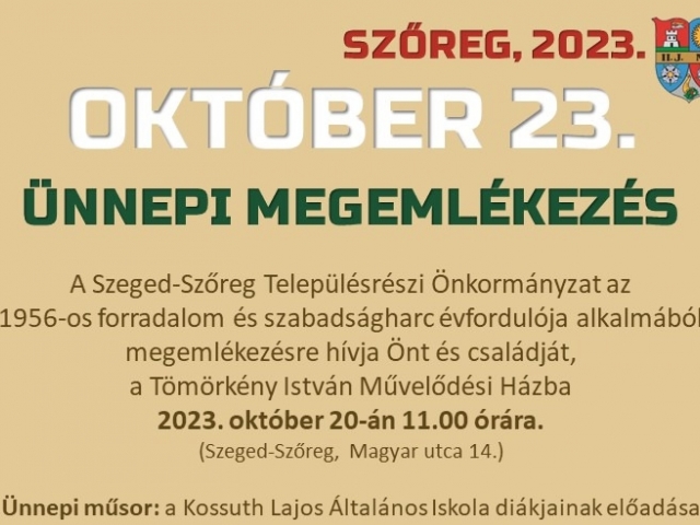 ÜNNEPI MEGEMLÉKEZÉS - SZŐREG